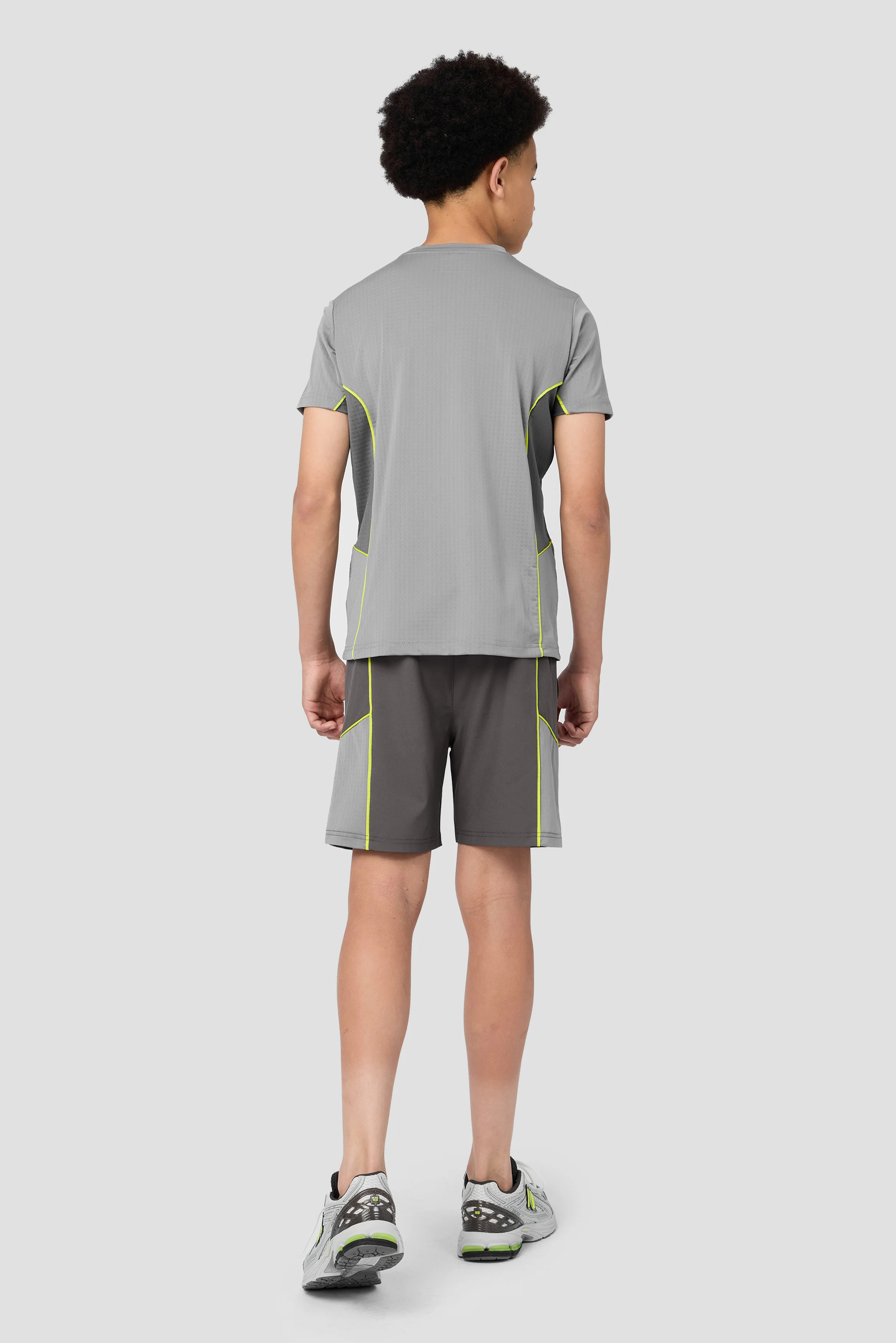 Boys Chroma Short - Cement Grey/Platinum Grey/Electric Lime - Image 4