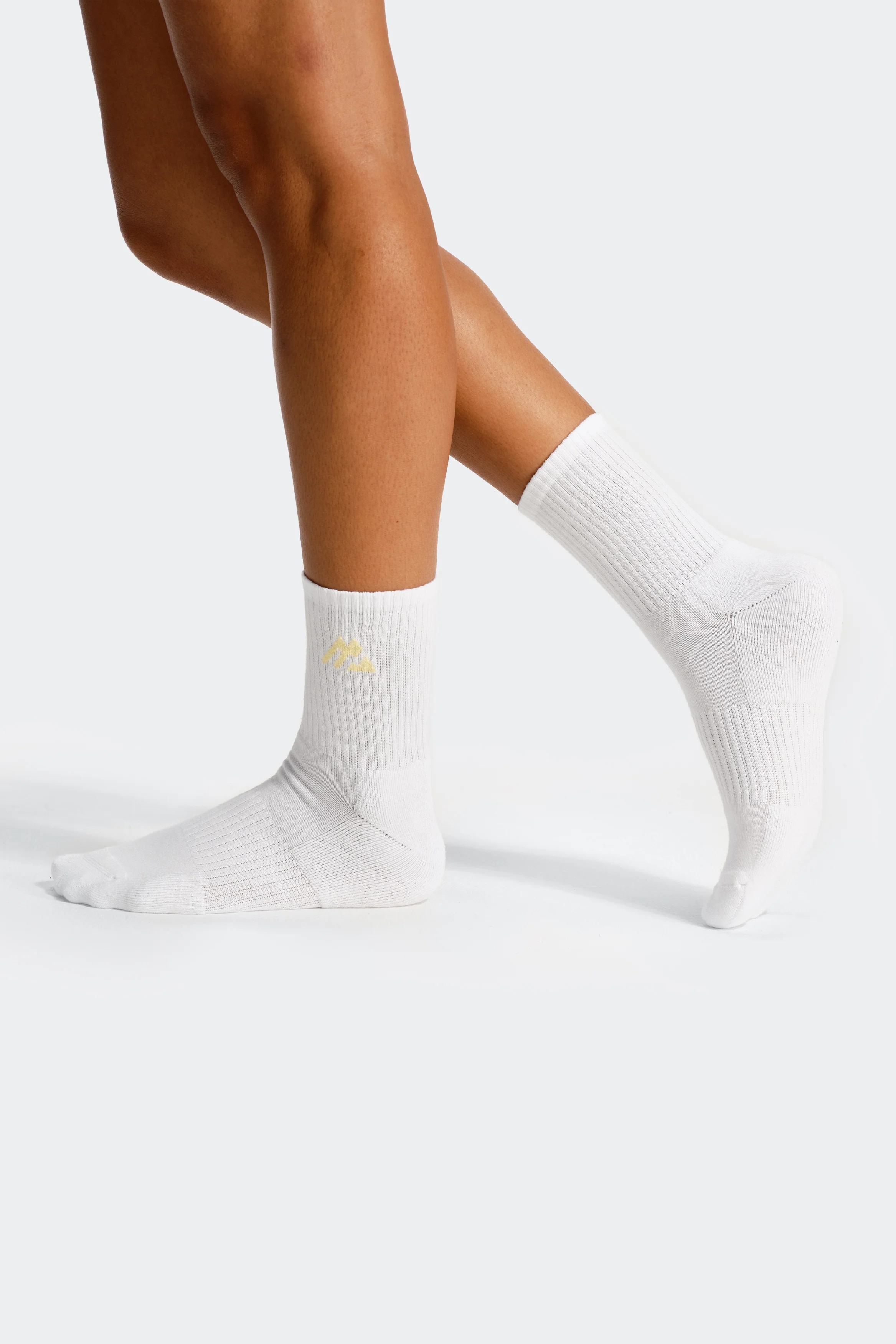 Women's Crew Sock 3 Pack - White/Lemon - Image 3