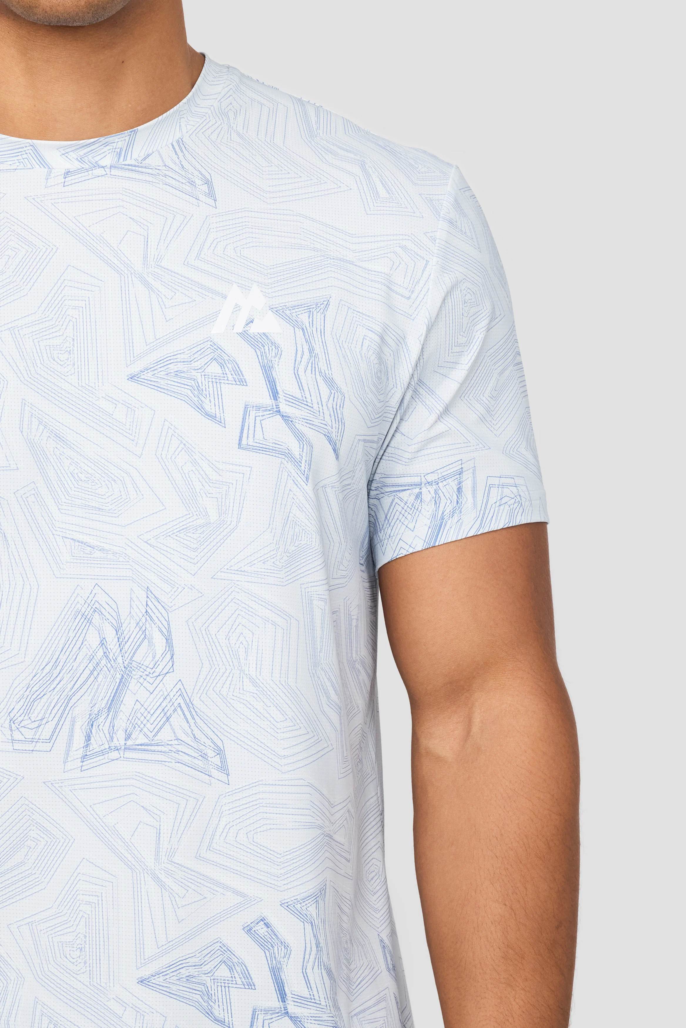 Geo M Print T-Shirt - Summer Mist/Charcoal Blue - Image 3
