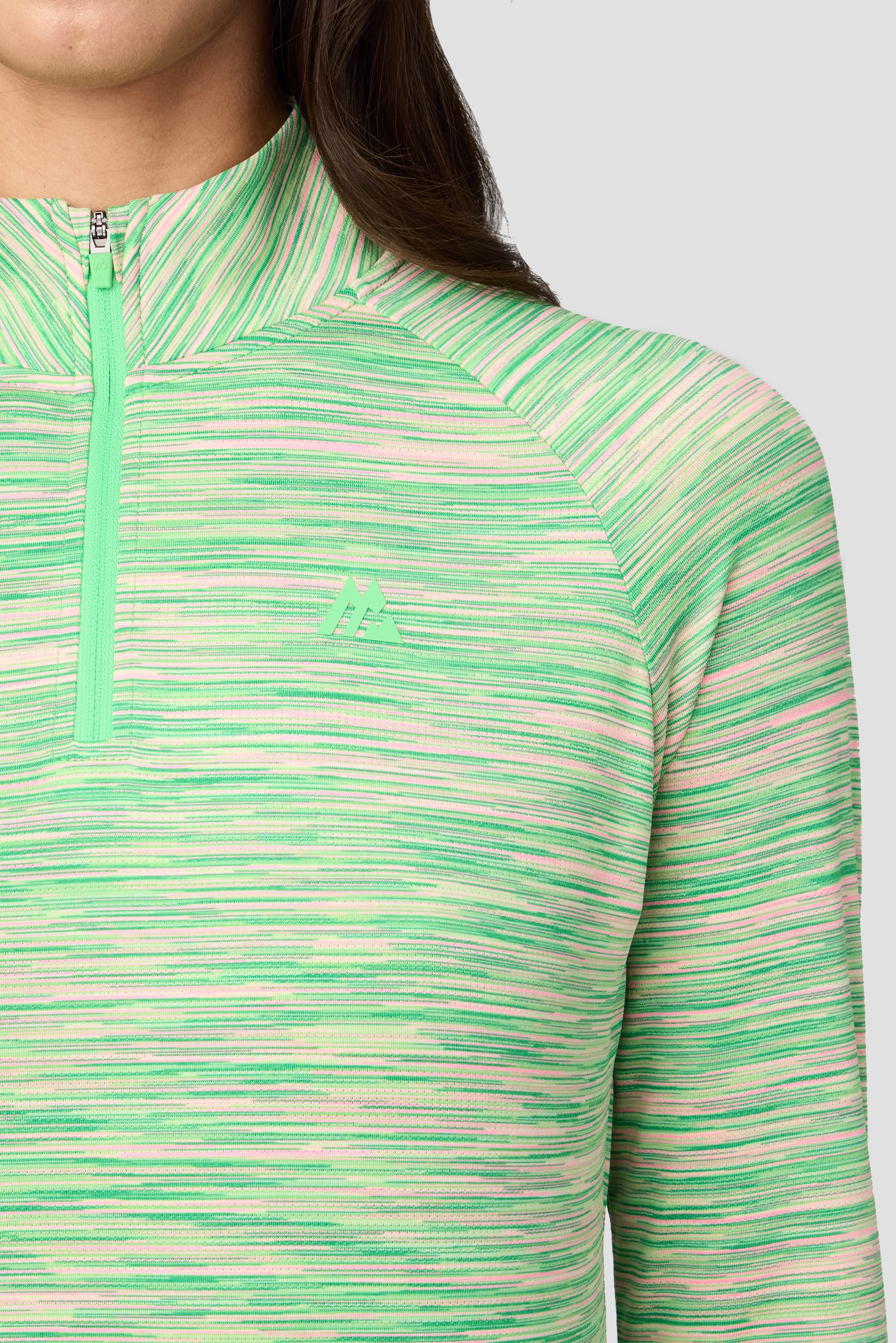 Women's Trail 1/4 Zip - Green/Pink - Image 3