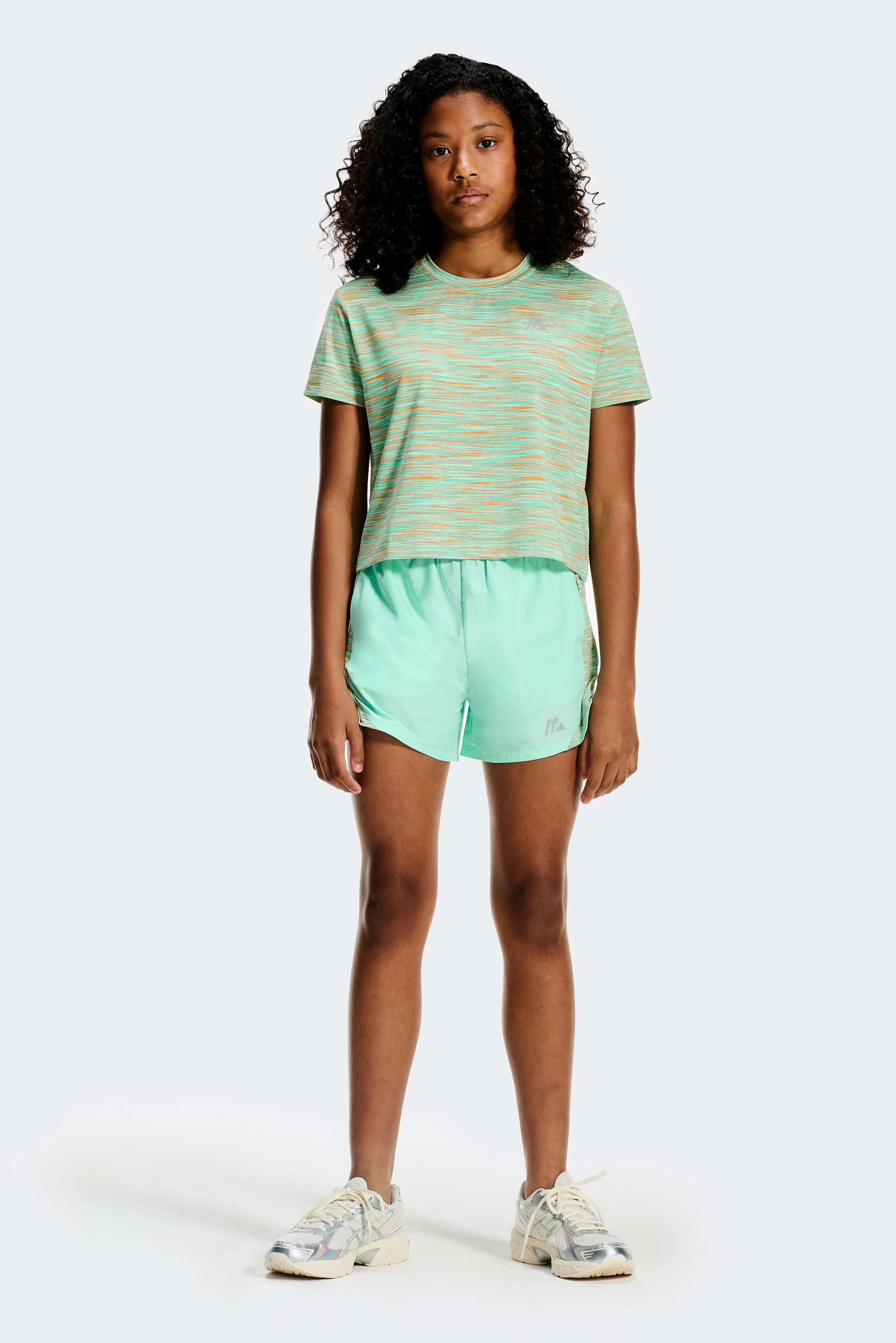 Girls Trail Panel Short - Green/Teal/Peach - Image 3